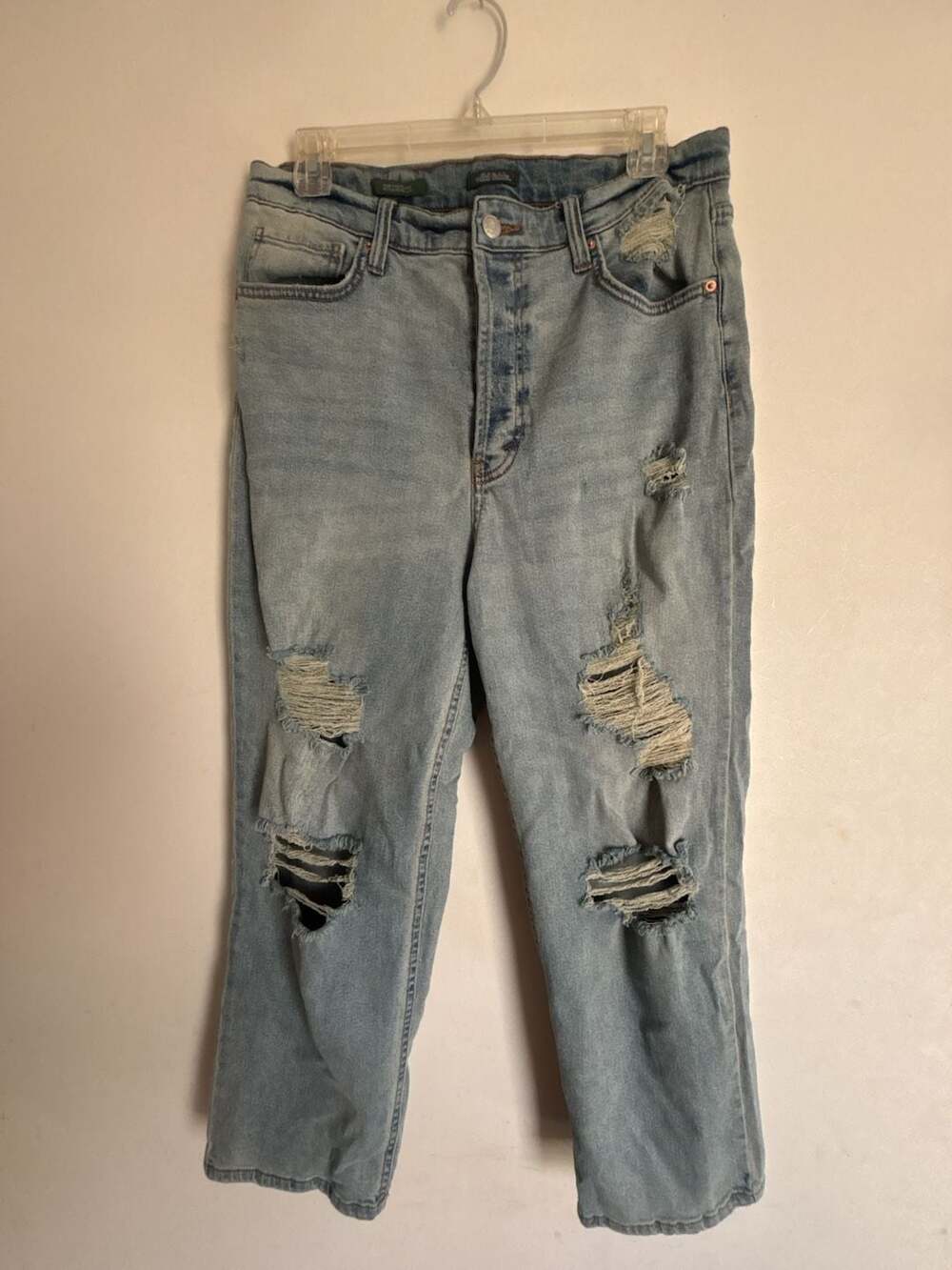 Wild Fable Highest Rise Straight Distressed Light Wash Jeans Sz 12